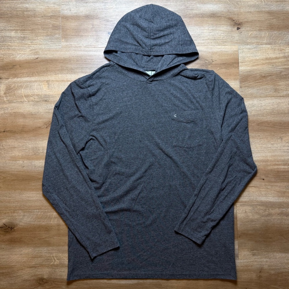Criquet Hoodie Mens Large Gray Long Sleeve Pocket Recycled Blend Pullover Light